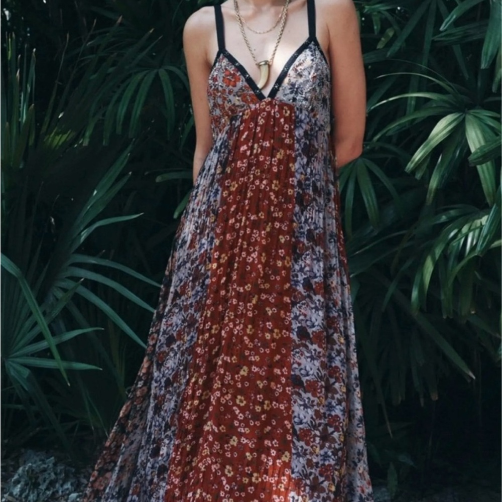 Zara Red and White Floral Maxi Dress